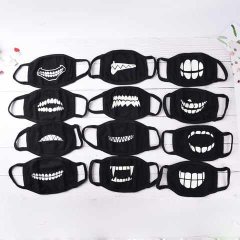 18 Style Cool Unisex Teeth Design Mask Black Noctilucent Cotton Face Mask Mouth Mask Light In The Dark Anti Dust Keep Warm Masks