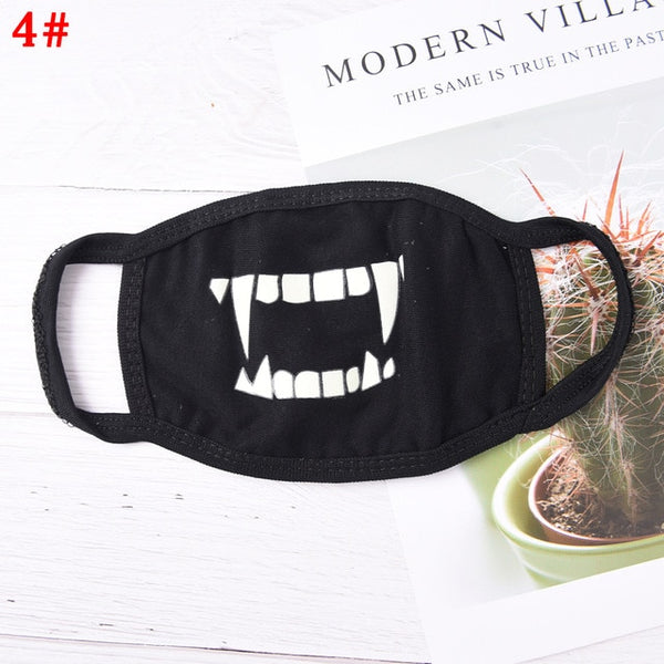 18 Style Cool Unisex Teeth Design Mask Black Noctilucent Cotton Face Mask Mouth Mask Light In The Dark Anti Dust Keep Warm Masks