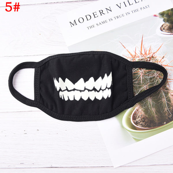 18 Style Cool Unisex Teeth Design Mask Black Noctilucent Cotton Face Mask Mouth Mask Light In The Dark Anti Dust Keep Warm Masks