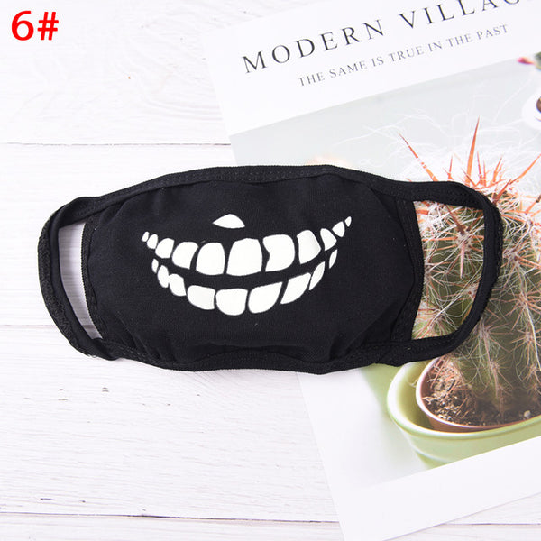 18 Style Cool Unisex Teeth Design Mask Black Noctilucent Cotton Face Mask Mouth Mask Light In The Dark Anti Dust Keep Warm Masks