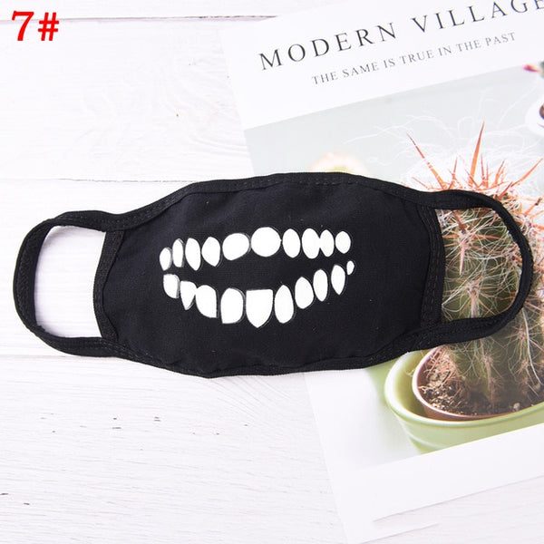 18 Style Cool Unisex Teeth Design Mask Black Noctilucent Cotton Face Mask Mouth Mask Light In The Dark Anti Dust Keep Warm Masks