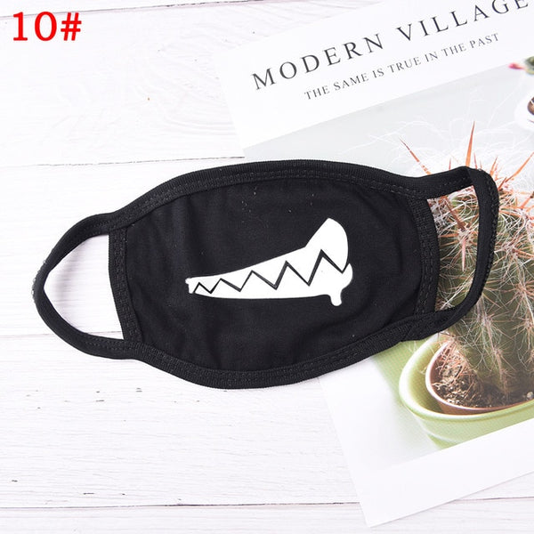 18 Style Cool Unisex Teeth Design Mask Black Noctilucent Cotton Face Mask Mouth Mask Light In The Dark Anti Dust Keep Warm Masks