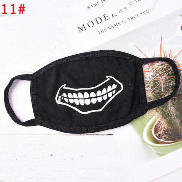 18 Style Cool Unisex Teeth Design Mask Black Noctilucent Cotton Face Mask Mouth Mask Light In The Dark Anti Dust Keep Warm Masks