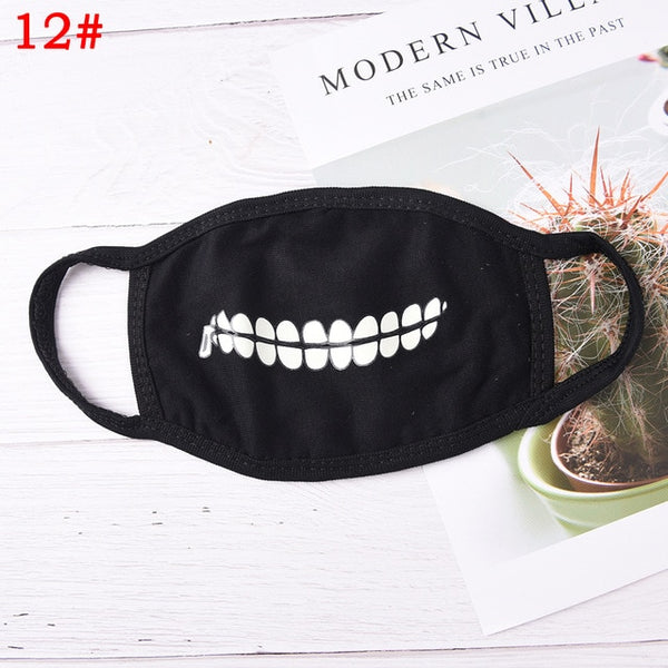 18 Style Cool Unisex Teeth Design Mask Black Noctilucent Cotton Face Mask Mouth Mask Light In The Dark Anti Dust Keep Warm Masks