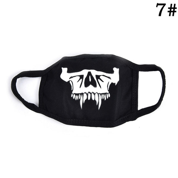 18 Style Cool Unisex Teeth Design Mask Black Noctilucent Cotton Face Mask Mouth Mask Light In The Dark Anti Dust Keep Warm Masks