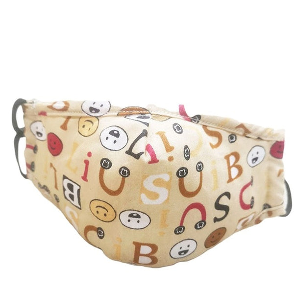 1pc Kids Children Printed Cotton Adjustable Breather Filter Mask High Efficiency Filtration Breathable 3D Fitting Design