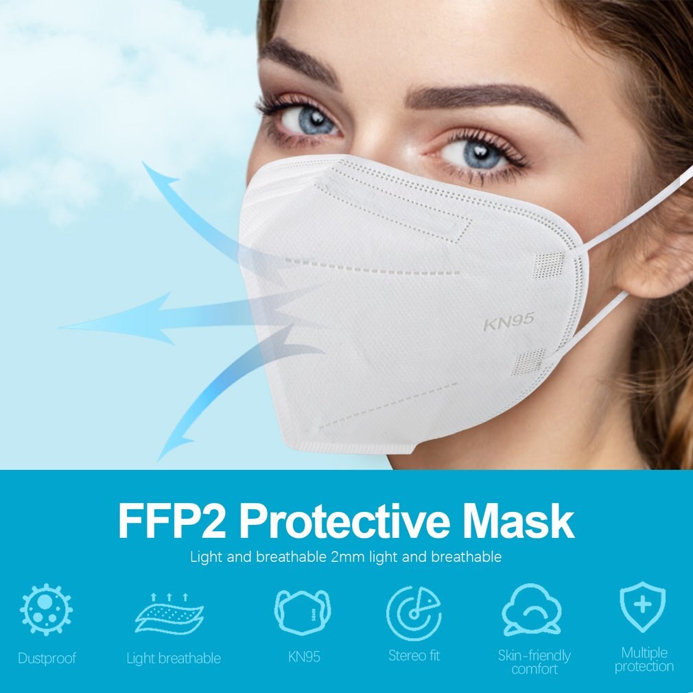 FFP2 Protective Mask High Efficiency Filtration Comfortable And Adjustable 3D Fitting Design Light And Breathable 1 Pcs